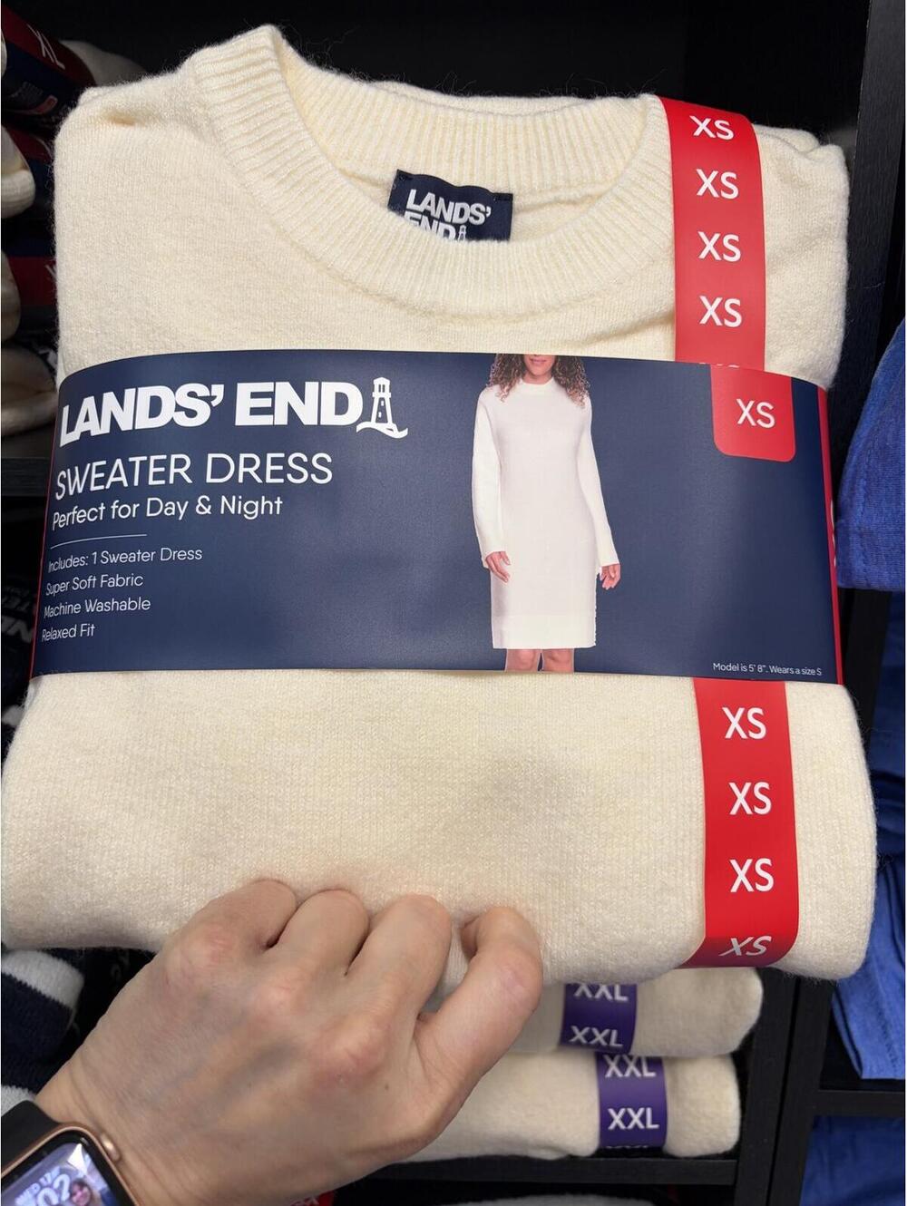 Lands End Cream Sweater Dress Size Extra Small